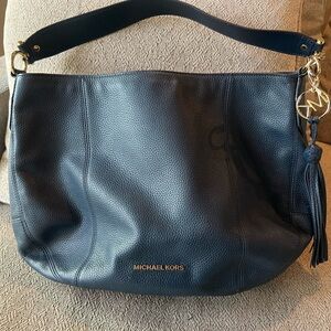 Michael Kors Navy Leather Hobo Bag